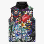 Personalized Melbourne Football Demons Sleeveless Puffer Jacket Tropical Hibiscus Flowers - Pacific Fusion Style