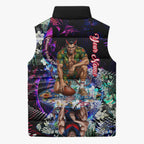 Personalized Melbourne Football Demons Sleeveless Puffer Jacket Tropical Hibiscus Flowers - Pacific Fusion Style