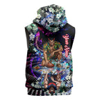 Personalized Melbourne Football Demons Sleeveless Zip Hoodie Tropical Hibiscus Flowers - Pacific Fusion Style