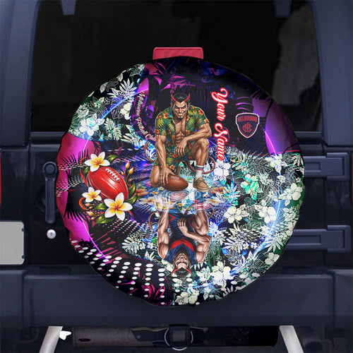 Personalized Melbourne Football Demons Spare Tire Cover Tropical Hibiscus Flowers - Pacific Fusion Style