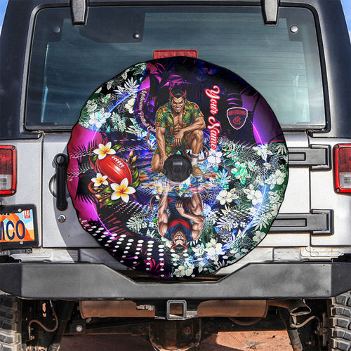 Personalized Melbourne Football Demons Spare Tire Cover Tropical Hibiscus Flowers - Pacific Fusion Style