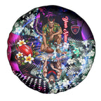 Personalized Melbourne Football Demons Spare Tire Cover Tropical Hibiscus Flowers - Pacific Fusion Style