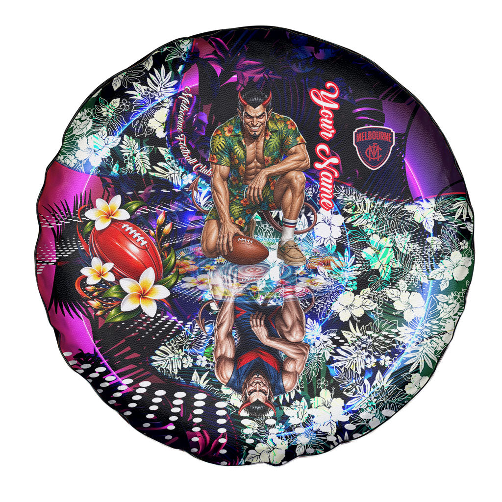 Personalized Melbourne Football Demons Spare Tire Cover Tropical Hibiscus Flowers - Pacific Fusion Style