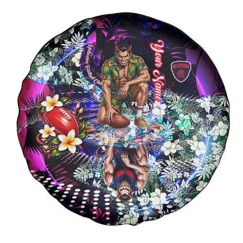 Personalized Melbourne Football Demons Spare Tire Cover Tropical Hibiscus Flowers - Pacific Fusion Style