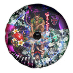 Personalized Melbourne Football Demons Spare Tire Cover Tropical Hibiscus Flowers - Pacific Fusion Style