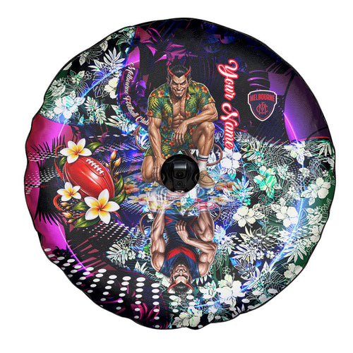 Personalized Melbourne Football Demons Spare Tire Cover Tropical Hibiscus Flowers - Pacific Fusion Style