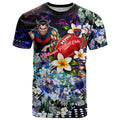 Personalized Melbourne Football Demons T Shirt Tropical Hibiscus Flowers - Pacific Fusion Style
