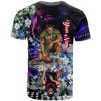 Personalized Melbourne Football Demons T Shirt Tropical Hibiscus Flowers - Pacific Fusion Style
