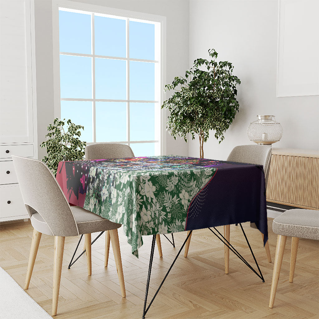 Personalized Melbourne Football Demons Tablecloth Tropical Hibiscus Flowers - Pacific Fusion Style