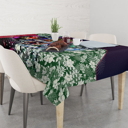 Personalized Melbourne Football Demons Tablecloth Tropical Hibiscus Flowers - Pacific Fusion Style