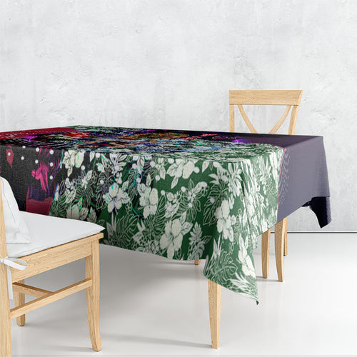 Personalized Melbourne Football Demons Tablecloth Tropical Hibiscus Flowers - Pacific Fusion Style