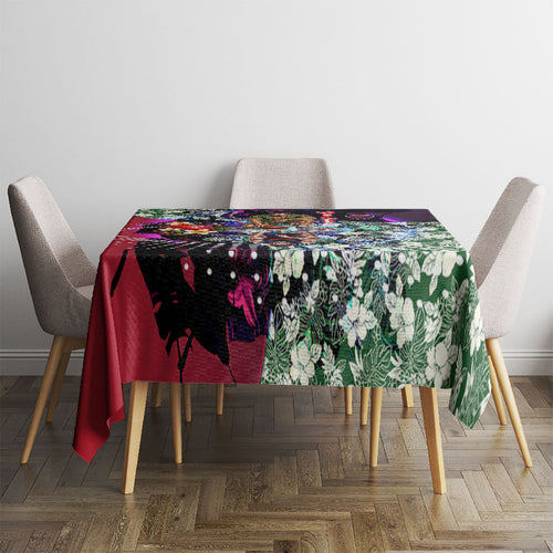 Personalized Melbourne Football Demons Tablecloth Tropical Hibiscus Flowers - Pacific Fusion Style