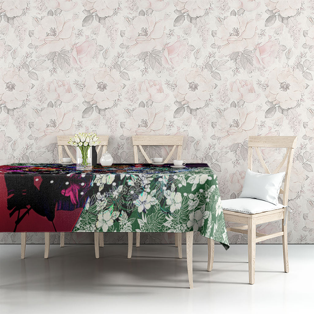 Personalized Melbourne Football Demons Tablecloth Tropical Hibiscus Flowers - Pacific Fusion Style