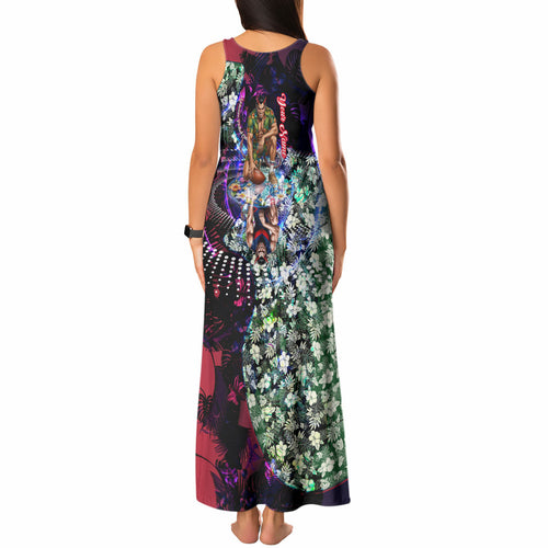 Personalized Melbourne Football Demons Tank Maxi Dress Tropical Hibiscus Flowers - Pacific Fusion Style