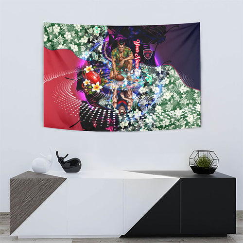 Personalized Melbourne Football Demons Tapestry Tropical Hibiscus Flowers - Pacific Fusion Style