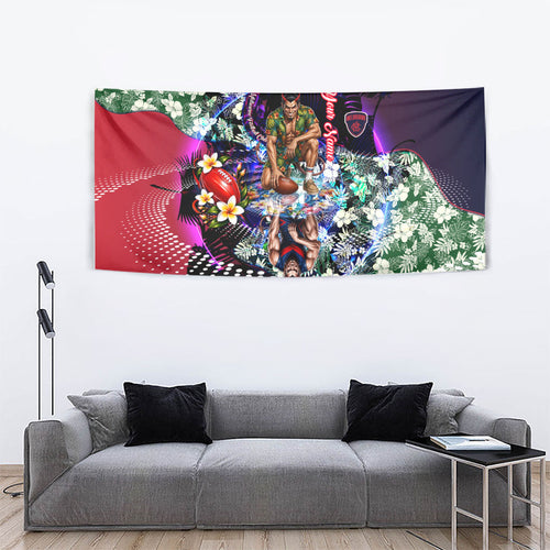 Personalized Melbourne Football Demons Tapestry Tropical Hibiscus Flowers - Pacific Fusion Style