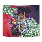 Personalized Melbourne Football Demons Tapestry Tropical Hibiscus Flowers - Pacific Fusion Style
