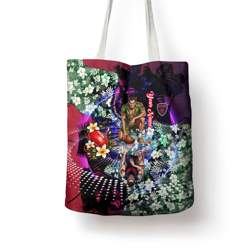 Personalized Melbourne Football Demons Tote Bag Tropical Hibiscus Flowers - Pacific Fusion Style