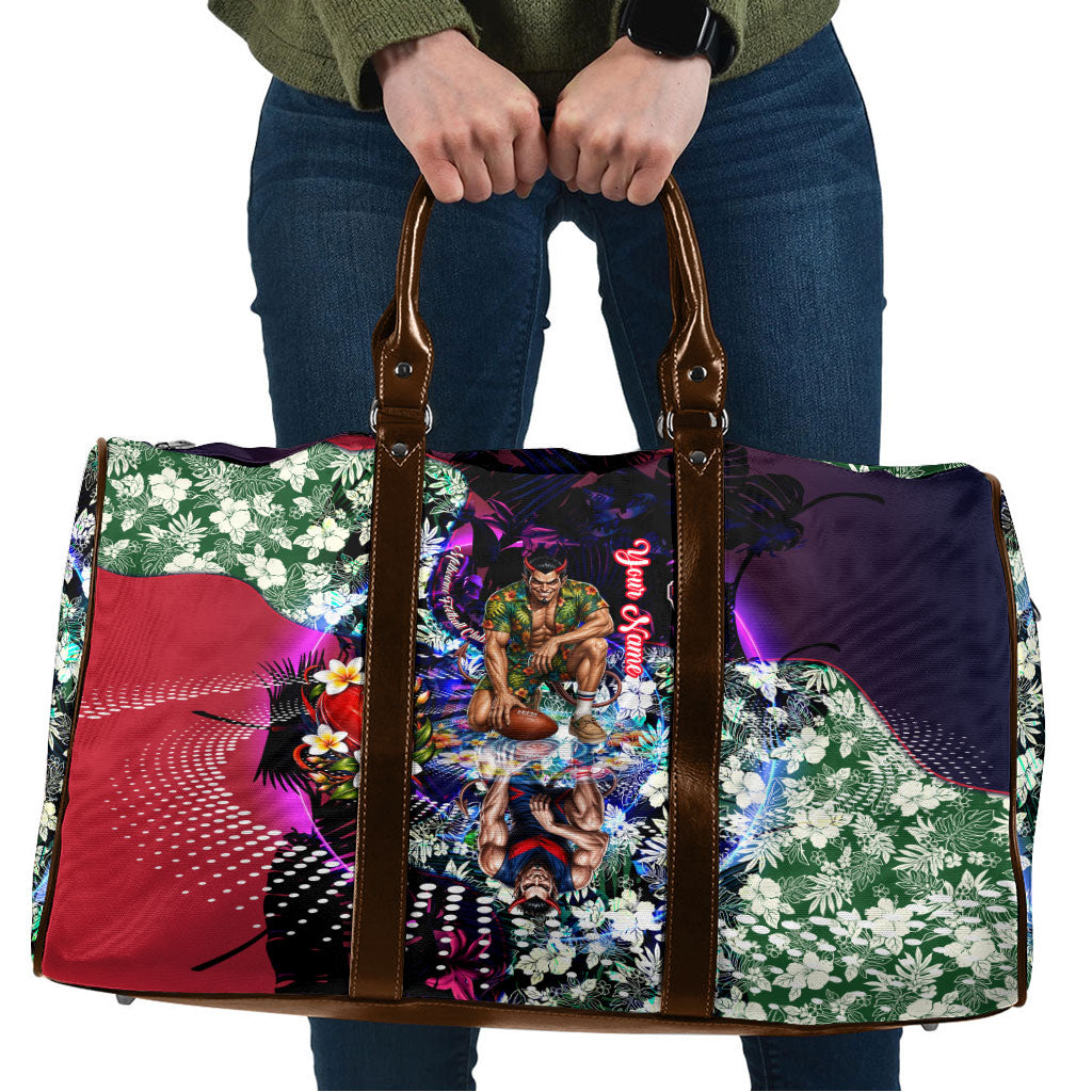 Personalized Melbourne Football Demons Travel Bag Tropical Hibiscus Flowers - Pacific Fusion Style
