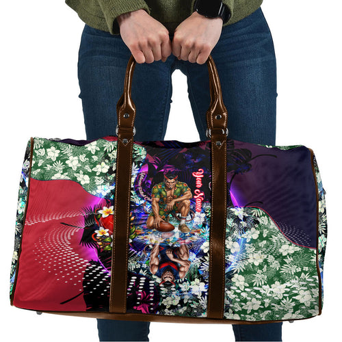 Personalized Melbourne Football Demons Travel Bag Tropical Hibiscus Flowers - Pacific Fusion Style