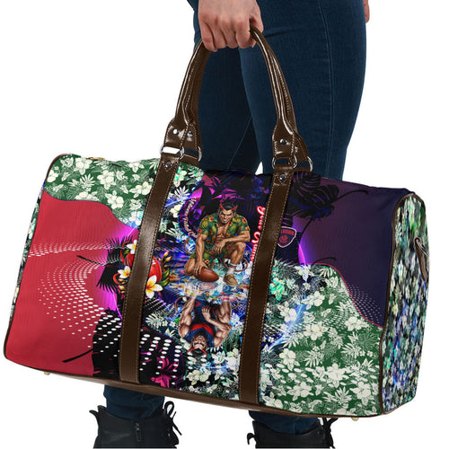 Personalized Melbourne Football Demons Travel Bag Tropical Hibiscus Flowers - Pacific Fusion Style