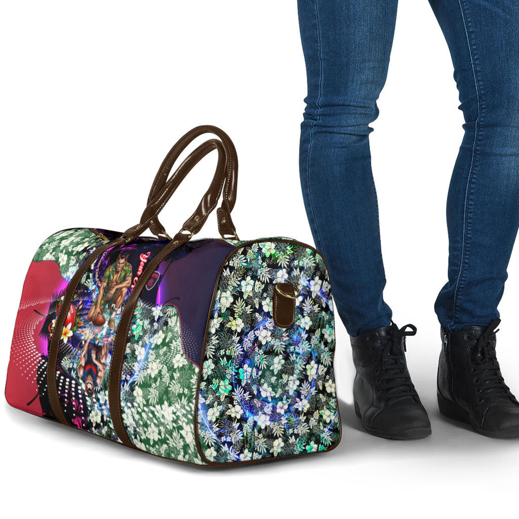 Personalized Melbourne Football Demons Travel Bag Tropical Hibiscus Flowers - Pacific Fusion Style