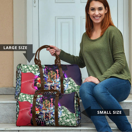 Personalized Melbourne Football Demons Travel Bag Tropical Hibiscus Flowers - Pacific Fusion Style