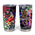 Personalized Melbourne Football Demons Tumbler Cup Tropical Hibiscus Flowers - Pacific Fusion Style