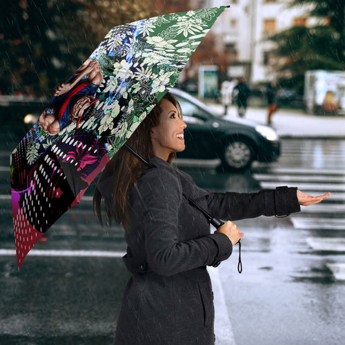 Personalized Melbourne Football Demons Umbrella Tropical Hibiscus Flowers - Pacific Fusion Style