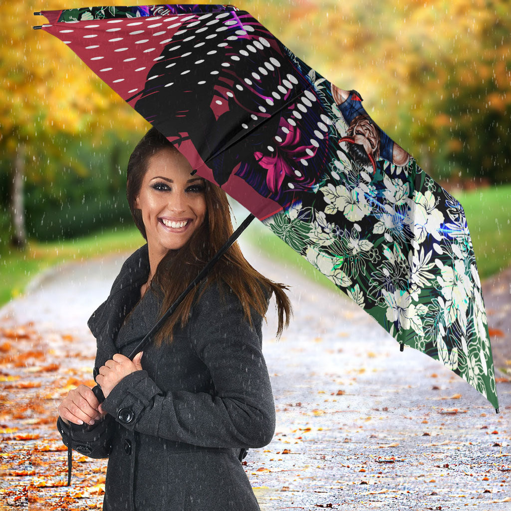 Personalized Melbourne Football Demons Umbrella Tropical Hibiscus Flowers - Pacific Fusion Style