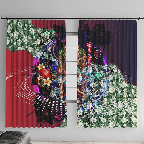 Personalized Melbourne Football Demons Window Curtain Tropical Hibiscus Flowers - Pacific Fusion Style