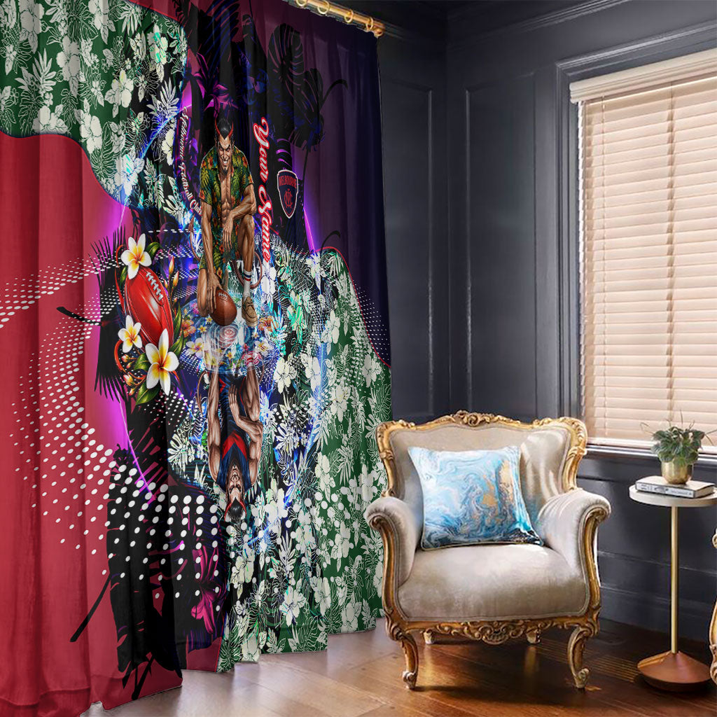 Personalized Melbourne Football Demons Window Curtain Tropical Hibiscus Flowers - Pacific Fusion Style
