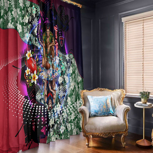 Personalized Melbourne Football Demons Window Curtain Tropical Hibiscus Flowers - Pacific Fusion Style