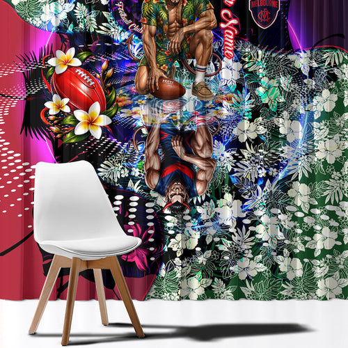 Personalized Melbourne Football Demons Window Curtain Tropical Hibiscus Flowers - Pacific Fusion Style