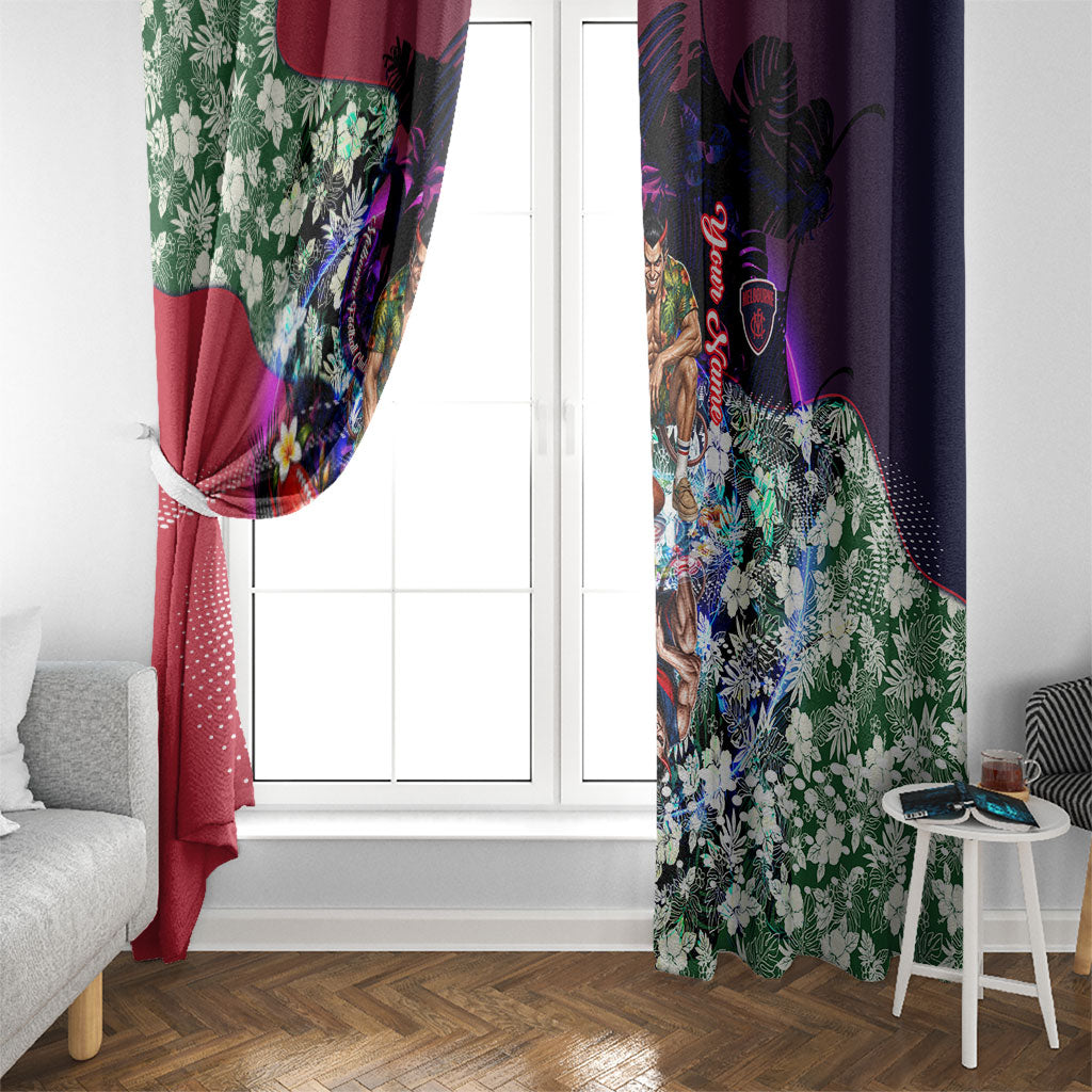 Personalized Melbourne Football Demons Window Curtain Tropical Hibiscus Flowers - Pacific Fusion Style