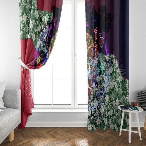 Personalized Melbourne Football Demons Window Curtain Tropical Hibiscus Flowers - Pacific Fusion Style
