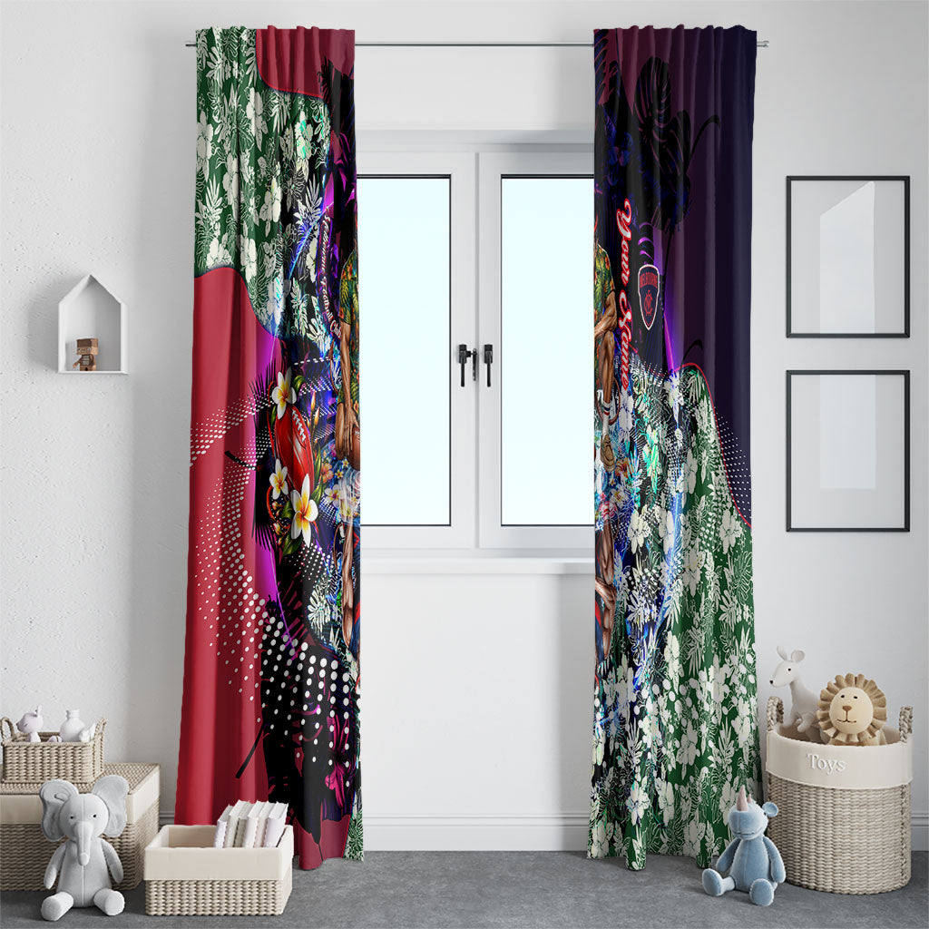 Personalized Melbourne Football Demons Window Curtain Tropical Hibiscus Flowers - Pacific Fusion Style