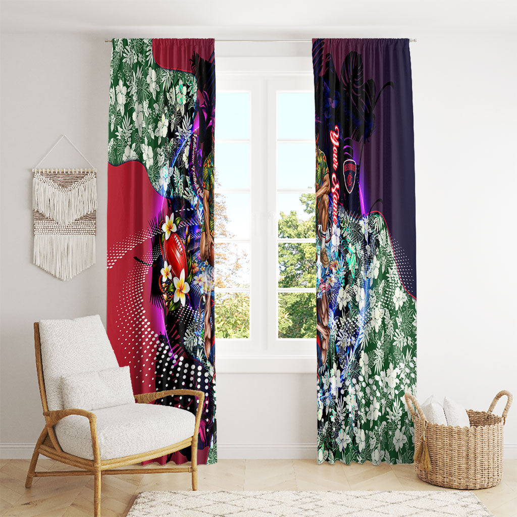 Personalized Melbourne Football Demons Window Curtain Tropical Hibiscus Flowers - Pacific Fusion Style
