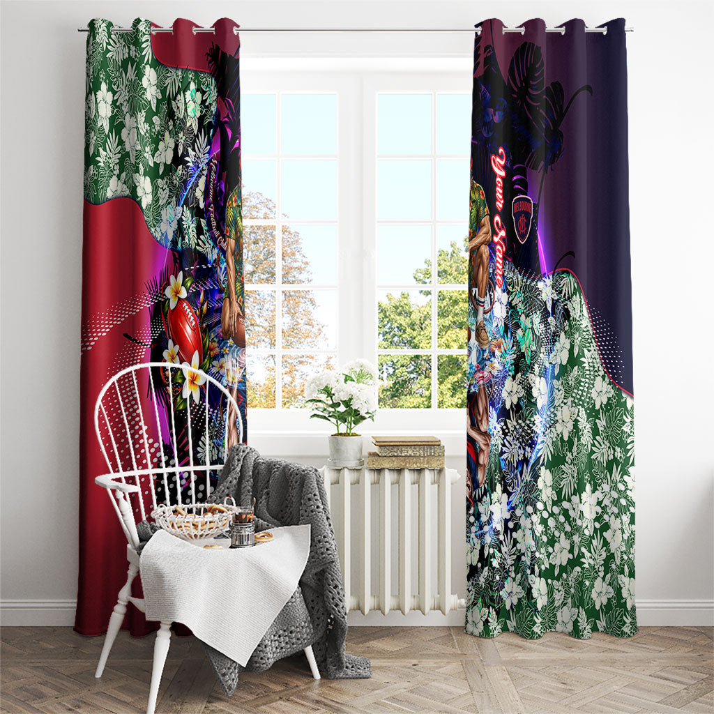 Personalized Melbourne Football Demons Window Curtain Tropical Hibiscus Flowers - Pacific Fusion Style