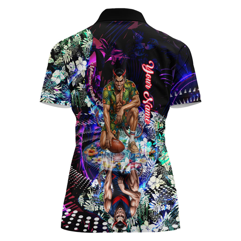 Personalized Melbourne Football Demons Women Polo Shirt Tropical Hibiscus Flowers - Pacific Fusion Style