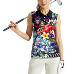 Personalized Melbourne Football Demons Women Sleeveless Polo Shirt Tropical Hibiscus Flowers - Pacific Fusion Style