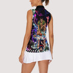 Personalized Melbourne Football Demons Women Sleeveless Polo Shirt Tropical Hibiscus Flowers - Pacific Fusion Style