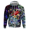 Personalized Melbourne Football Demons Zip Hoodie Tropical Hibiscus Flowers - Pacific Fusion Style