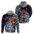 Personalized Melbourne Football Demons Zip Hoodie Tropical Hibiscus Flowers - Pacific Fusion Style