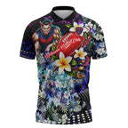 Personalized Melbourne Football Demons Zipper Polo Shirt Tropical Hibiscus Flowers - Pacific Fusion Style