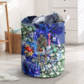 Personalized North Melbourne Football Kangaroos Laundry Basket Tropical Hibiscus Flowers - Pacific Fusion Style