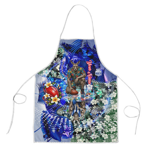 Personalized North Melbourne Football Kangaroos Apron Tropical Hibiscus Flowers - Pacific Fusion Style