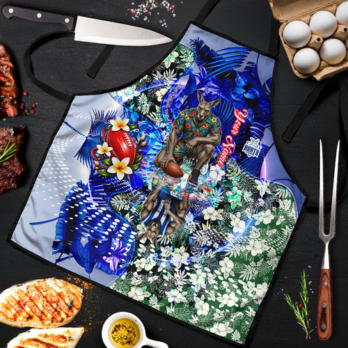 Personalized North Melbourne Football Kangaroos Apron Tropical Hibiscus Flowers - Pacific Fusion Style