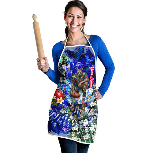 Personalized North Melbourne Football Kangaroos Apron Tropical Hibiscus Flowers - Pacific Fusion Style
