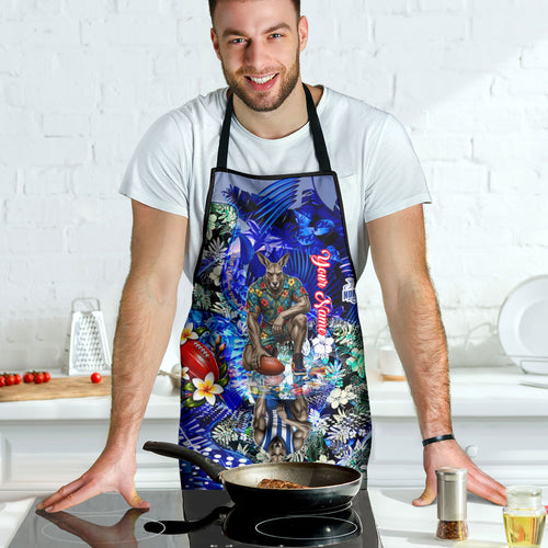 Personalized North Melbourne Football Kangaroos Apron Tropical Hibiscus Flowers - Pacific Fusion Style